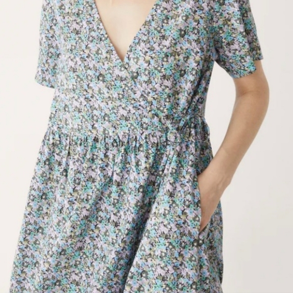 Frank & Oak The Summer Loose Fit Dress Size X-small  Blue And Purple Floral 💜 - Picture 4 of 13